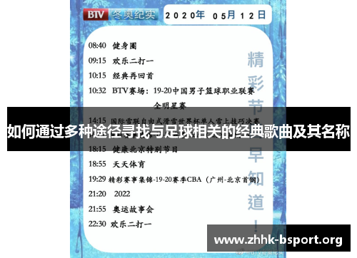 如何通过多种途径寻找与足球相关的经典歌曲及其名称